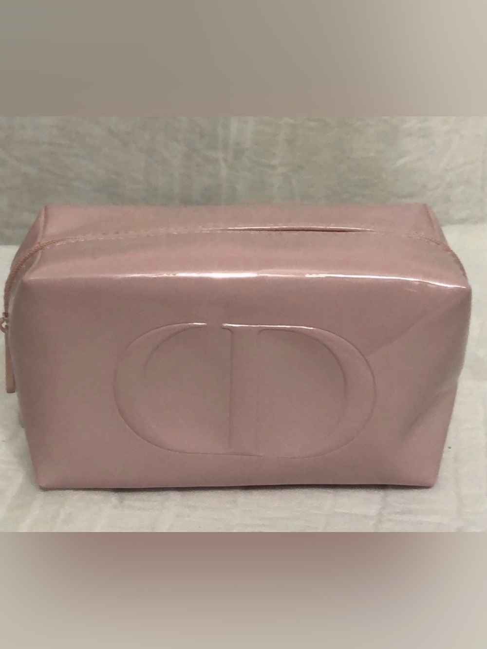 Dior Blush Pink Patent Cosmetic Pouch CD Logo Makeup Travel Case - NWOT